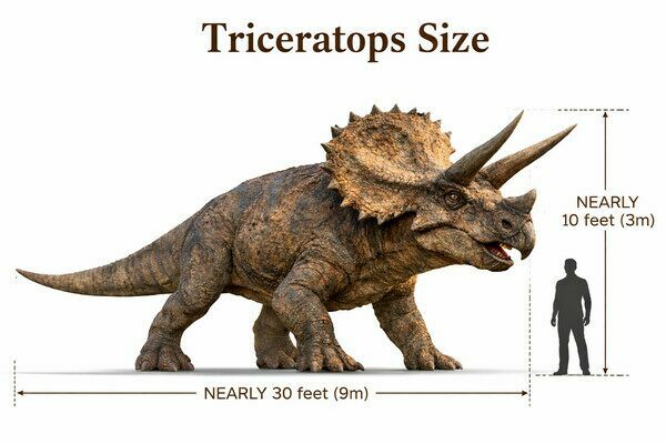 Triceratops Size - A large Triceratops compared with a human.